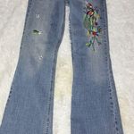 Leo Roma Floral Embroidered Jeans Blue Size 5 Photo 4