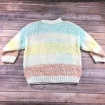 90S VINTAGE PASTEL COLOR BLOCK HAND CABLE KNIT SWEATER White Size M Photo 4