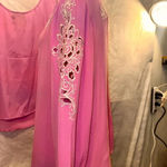 Bob Mackie Sz XL Pink Embroidered Art-to-Wear Cut-Away 100% Silk Jacket Tank Top Photo 8