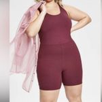 Nina Parker Burgundy plum red Sleeveless Romper shorts 1x NEW stretch Photo 0