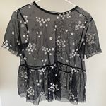 Glance Embroidered Floral Mesh Shirt Black (Medium) Photo 1