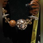 Silver & brown beaded necklace & earring set Photo 2