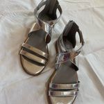 Eileen Fisher NWOB  Silver Mirror Metallic Cici Strappy Leather Sandals Size 7.5 Photo 5