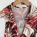 NWT Studio F Sleeveless Romper Shorts Collar Floral Tropical Rayon Red Ivory 10 Photo 6