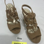 a.n.a Womans  Size 8 Tan Suede Strappy Lace Up Open Toe Wedge Espadrille Sandals Photo 0