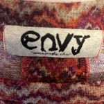 Envy  Sweater Button Slit Back Womens Large Burgundy Tan Lightweight Photo 7