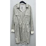 Athleta  Zuma Women’s Shirt Dress XL Beige Snakeskin Button Front Athleisure Photo 3