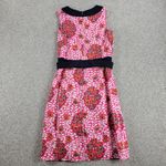 Tory Burch Womens Melanie Dress 2 Pink Linen Floral Sleeveless Gold Buttons Photo 2