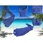 SO  Maxi Dress Girls Sz M Blue White Floral Sleeveless Strappy Front Side Slits Photo 9