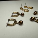 Monet Signed  Gold Tone Dangle Pierced Earrings 2 With Rhinestone Lot Of 3 Photo 9