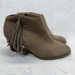 Vionic  Suede‎ Fringe Ankle Booties Western Accents Taupe Brown Women's Size 9 Photo 0