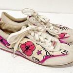 Coach  Size 8 Dillon Poppy Leather Suede Multi Color Floral Sneakers Photo 2