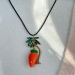 Hot Topic Carrot Pendant Necklace with Green and Orange Accents Photo 2