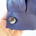 Chico's Chico’s Steel Blue Jacket Size 1 M Chiffon Asymmetrical Drawstring Summer Topper Photo 4