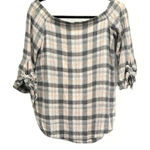 Club Monaco  Plaid Off Shoulder‎ Wool Blend Blouse Size 2 Photo 0