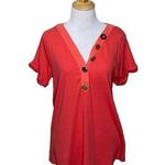 Soft Surroundings Bevvie Button Top Short Sleeve Cotton Cayenne Size Small Photo 0