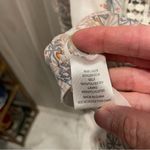 Daniel Rainn Cute creamy floral sheer crochet trim elastic waist tie neck boho blouse Photo 3