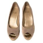 Stuart Weitzman  Grey Suede Anna Cork Wedge  
Platform Peep Toe Pumps Photo 4