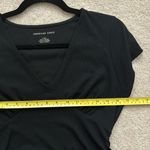 American Eagle Black Ruched Side Tie V-Neck Top Photo 3