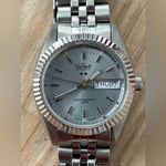 Paul Maret Ladies Watch Light Blue Dial Stainless Bracelet Day Date Windows Silver Photo 1