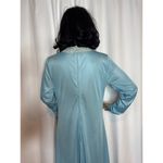 Vintage 60's OOAK unbranded laced V neck blue long sleeved maxi dress small Photo 14