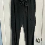 Joie  Silk Cargo Joggers Small Black Belted Whimsygoth Officecore Athleisure Photo 0