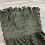 Amur Lorena Strapless Mini Dress Olive Green Pleated Ruffle Women Size 4 Photo 3