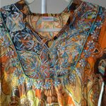 Indika Colorful Embroidered Paisley Floral Long Sleeve Tunic 100% Cotton Orange Photo 2