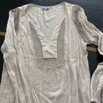 Joseph A . Beige Crochet Trim Boho Peasant Blouse Long Sleeve Top – Size M Photo 9