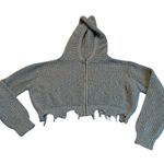 Romwe  cropped distressed hooded sweater Photo 0