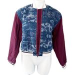 Free People Bomber Jacket, Chambray Navy Electric Cotton Linen Denim Size S NWT Photo 2