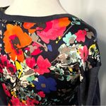 Merona  Navy Blue Colorful Floral Back VNeck Cardigan Sweater Size XS Photo 6