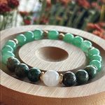Handmade Green Aventurine + African Turquoise Jasper +Moonstone Beaded Bracelet* Photo 1