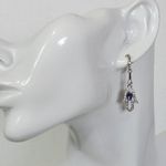 Silver Steel with Purple / Clear Zirconia Hamsa Hand Huggie Hoop Earrings Photo 4