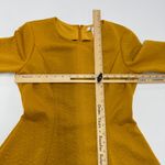 London Times  Dress Womens Size 4 Mustard Yellow Textured Fit Flare Short Sleeve Photo 7
