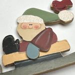 Santa Claus Christmas Holiday Brooch Pin Lot Of 3 Wood / Cinnamon Stick Photo 2