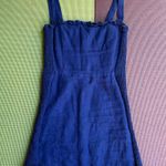Reformation Blue  Linen Dress with Ruffle Detail Photo 0