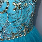 Sherri Hill  Prom Dress Turquoise Blue Beaded Altered Size 10 Photo 3