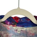 John Mark Abstract Watercolor Button Front Shirt Long Sleeve Boho Artsy Womens S Blue Photo 2