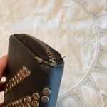Charlotte Russe Y2K era  Gold Studded Black Faux Leather Wallet Zip Closure Flaws Photo 1