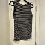 Bobeau  Black White Stripes Sleeveless Crew Neck Twist Hem Textured Tank Size S Photo 7