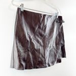 Massimo Dutti  Nappa Leather Wrap Mini Skirt Skort Brown Large Photo 7