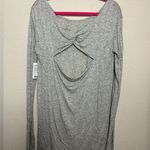 Anthropologie NWT Gray and Tan Heather Modal Knotted Open Back Long Sleeve Top M Photo 2