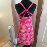 Soybu Athleisure Tennis Yoga Tank Dress Pink Floral Crisscross Strappy Stretch M Photo 2