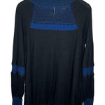 Free People Black Blue Snow Day Knit Thermal Top Medium Photo 0