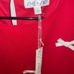 She & Sky  Dress Women Large Bow Embellished Shift Faux Leather Red New Years Girly Photo 2