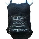Lookbook Store LOOK-BOOK STORE Crochet Lace Halter One Piece Swimsuit Sz. 6 Black Stunning Sexy Photo 1