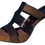Donald Pliner Expresso Kogi Gator Leather New Elastic Sandal Cork Shoe $285 NWT Brown Size 10.5 Photo 3