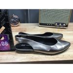 Anne Klein Iflex Women's 7 Silver Leather Slingback Pointed Toe Pumps Flat Photo 1