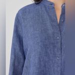 Eileen Fisher  Washed Organic Linen Delave Shirtdress in Blueberry Size PP 2P-4P Photo 3